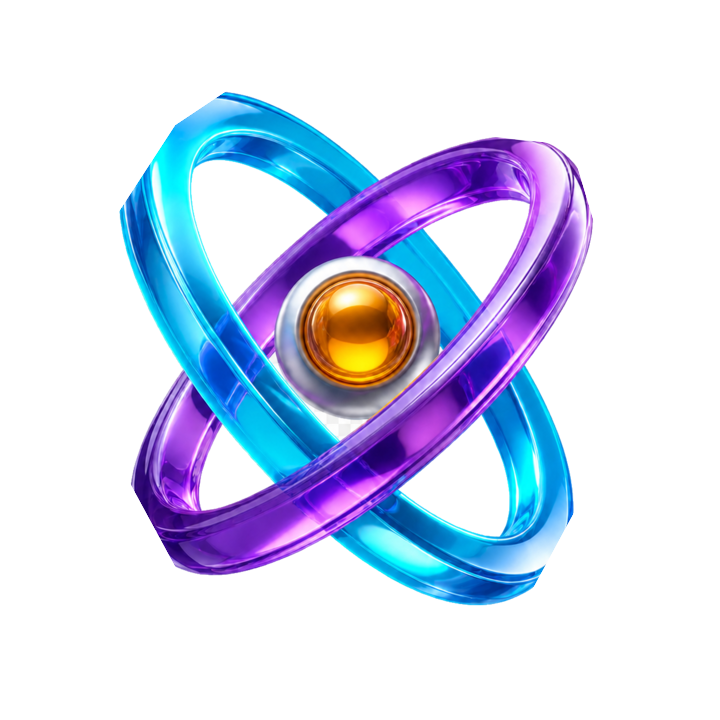 Original blue and violet orbital 3D Logo concept on a transparent background
