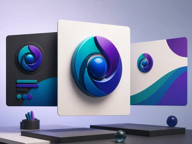 Original rotating 3D Logo concept reused across several launch layouts